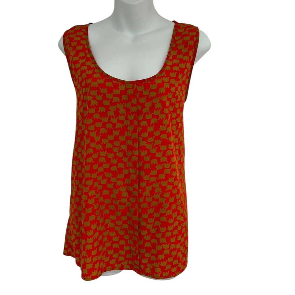 Ophelia & Co. Red and Gold Tunic Top in size Large with Elephant Pattern